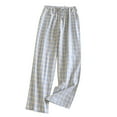 thumbnail image 2 of UYISJ Women's Cotton Pajama Bottoms Lightweight Sleep & Lounge Pants Plaid Sleepwear Long Pj Pants With Pocket Blue XXL, 2 of 6
