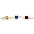 thumbnail image 2 of Gem Stone King 925 Silver and 10K Yellow Gold Yellow Citrine Blue Created Sapphire Red Garnet and Lab Grown Diamond Tennis Bracelet for Women By Keren Hanan (2.45 cttw, Adjustable up To 9 inch), 2 of 4