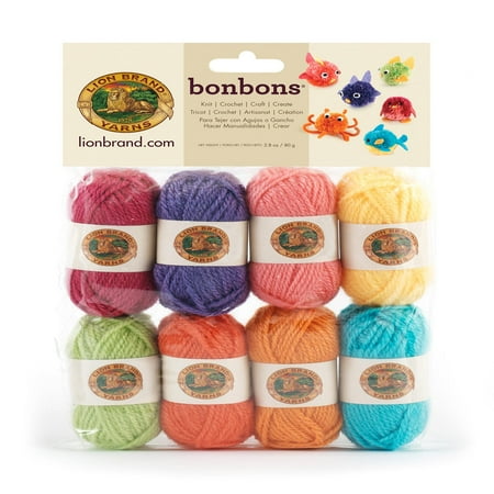 UPC: 0842093108535 | Lion Brand Yarn Bonbons Brights Mini Yarn Variety Pack Light Acrylic Multi-color Yarn 3 Pack