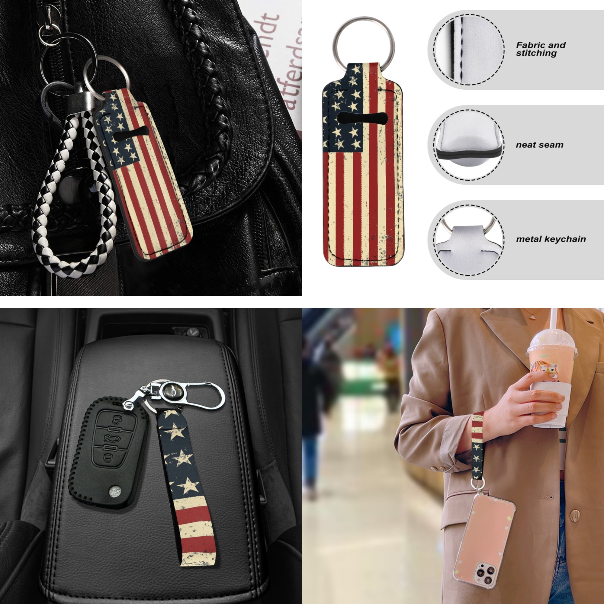 Jeiento American Flag 17 Pieces Car Seat Cover Full Set for Women Men, 4Th of July Car Floor Mat, Seat Belt Cover for Adult Steering Wheel Cover Car Accessories for Car SUV Truck