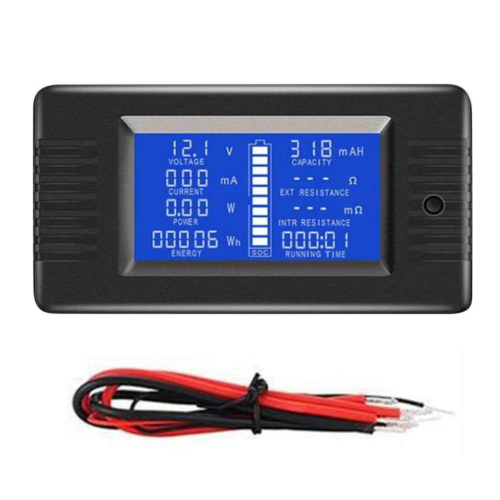 Battery Tester Detector Single Phase DC Amp Volt Power Meter Digital