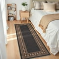 thumbnail image 1 of Garvee 2'x6' Modern Bordered Rug Solid Runner Rug, Geometric Washable Rugs Stain Resistant Low Pile Rug Non Slip Indoor Outdoor Carpet for Hallway Bedroom Home Office, Black and Coffee, 1 of 8