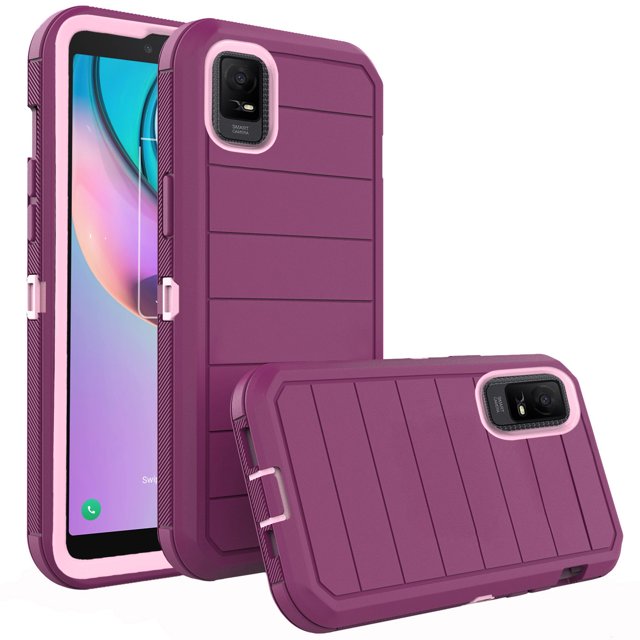 Asuwish Compatible with TCL Ion Z Phone Case Hybrid Rugged Shockproof Hard Protective Drop Proof Full Body Heavy Duty Mobile Cell Cover for TCL IonZ T501C T501L Women Men Purple