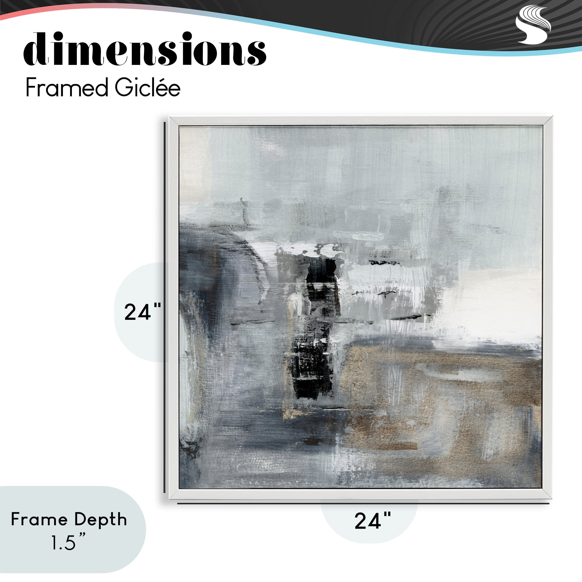 Stupell Industries Still Waters Monochrome Abstraction White Framed Giclee Art, design by Susan Jill