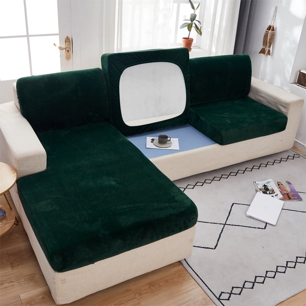 Funda de cojín de sofá de terciopelo para sala de estar, funda elástica antideslizante para sofá, funda suave de Color sólido, Protector de muebles para decoración del hogar