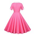 thumbnail image 3 of qolati 1950s Dresses for Women Vintage Polka Dots Print Shorts Sleeve Rockabilly Prom Dress Elegant High Waisted A-Line Swing Party Midi Dress, 3 of 6