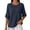 Navy, variant on TGSLY Waffle Knit Tops for Women Lightweight Soft Crew Neck Adjustable Tab Roll-Up 3/4 Sleeve Shirts Relaxed Casual Solid Color Blouses XXL