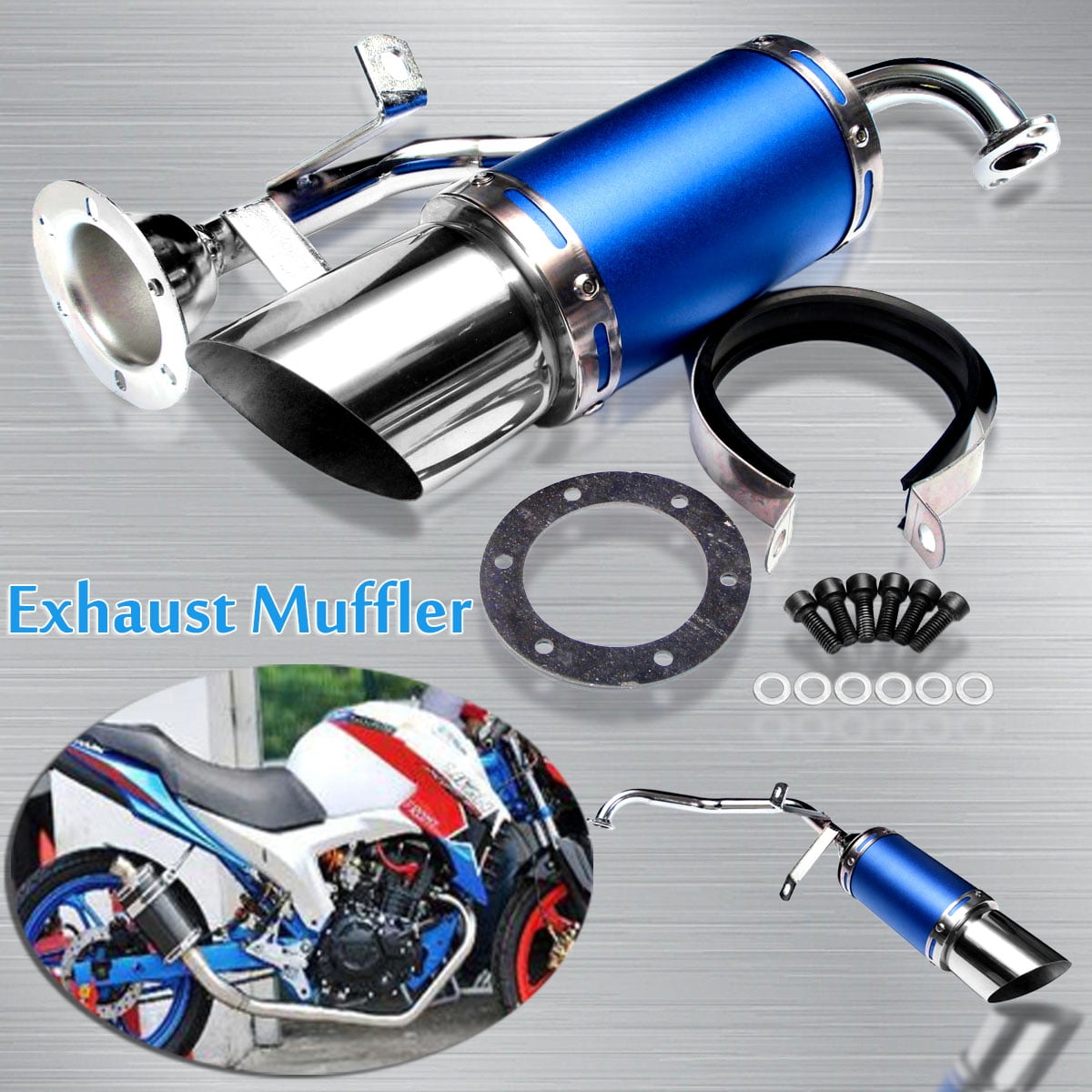Stainless Steel Motorcycle Universal Exhaust Pipe Exhaust Pipe Muffler System Short Carbon Fiber Gy6 50cc 125cc 150cc 4 Stroke Chinese Scooter Atv Pit Dirt Bike Engine Replacement Walmart Com