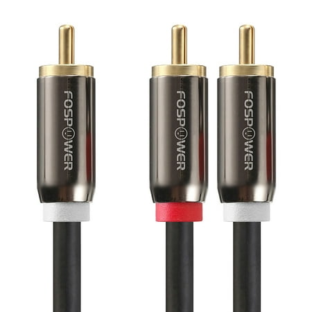 FosPower RCA Y-Adapter (3 Feet) 1 RCA Male to 2 RCA Male Audio Y Adapter Subwoofer Cable - Dual Shielded | 24K Gold (Best Subwoofer Cable For Home Theater)