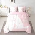 thumbnail image 2 of Homewish Pet Animal Lovers 7-Piece Bedding Comforter Set,Cartoon Dogs Silhouette King Bedding Sets,Pink White Bed Sheets Fot Girl Boys,Microfiber Bedroom Decor Reversible, 2 of 8