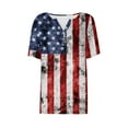 thumbnail image 3 of XWSHYW Womens Tops Loose Fit V Neck USA Flag Patriotic T Shirt Fashion American Stars Stripes Short Sleeve Tee Gift for Best Friend Wife Sister Mother, 3 of 5
