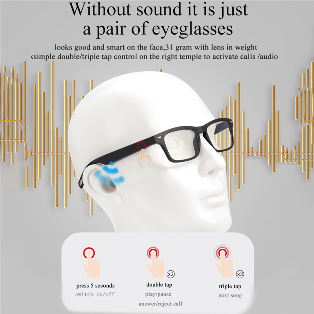 Relax love Bluetooth Smart Glasses Spectacles Open-ear Glasses Speaker with MIC Waterproof - image 3 of 11