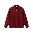 thumbnail image 1 of Autumn/Winter Heavyweight Piqué Cotton Polo Neck Sweatshirt, Loose Fit, Solid Color, Couple Style, Turn-Down Collar, Long Sleeve, 1 of 4