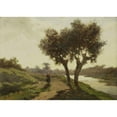 thumbnail image 2 of Paul Joseph Constantin Gabriël 18x14 Black Ornate Wood Framed Double Matted Museum Art Print Titled - Landscape with Two Trees (1860 - 1867), 2 of 5