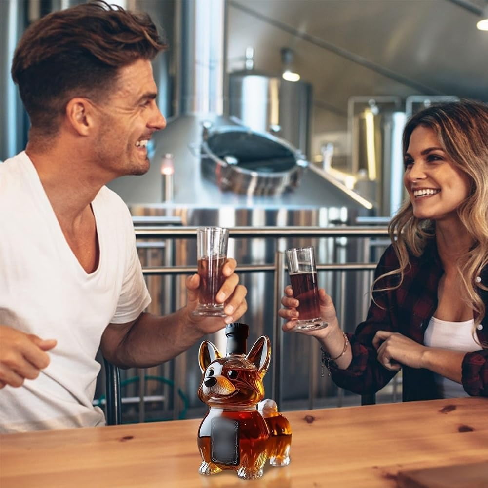 Corgi Crown Royal Whiskey Decanter, Dog Whiskey Bottle, Funny Animal Liquor Bottle for Bar Home Office Decor, Unique Glass Decanter for Wine Lovers and Dog Enthusiasts, Decorative Bottles