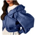 thumbnail image 2 of Womens Full Zip Hoodie Cropped Sweatshirt Jacket Casual Comfy Gym Top for 2025 Fall Winter with Pocket Blue, 2 of 4
