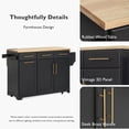thumbnail image 4 of Kitchen Island with Trash Can Storage & Power Outlet, 59.3" Rolling Kitchen Island with 2 Pull Out Cabinet Organizers & Rubber Wood Drop Leaf, Spice & Towel Rack for Kitchen, Dining Room, 4 of 15