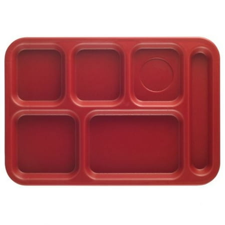 

6 Pcs Cambro PS1014416 Cranberry 10 Inch x 14 1/2 Inch 6-Compartment Rectangular Co-Polymer Penny-Saver School Tray Each