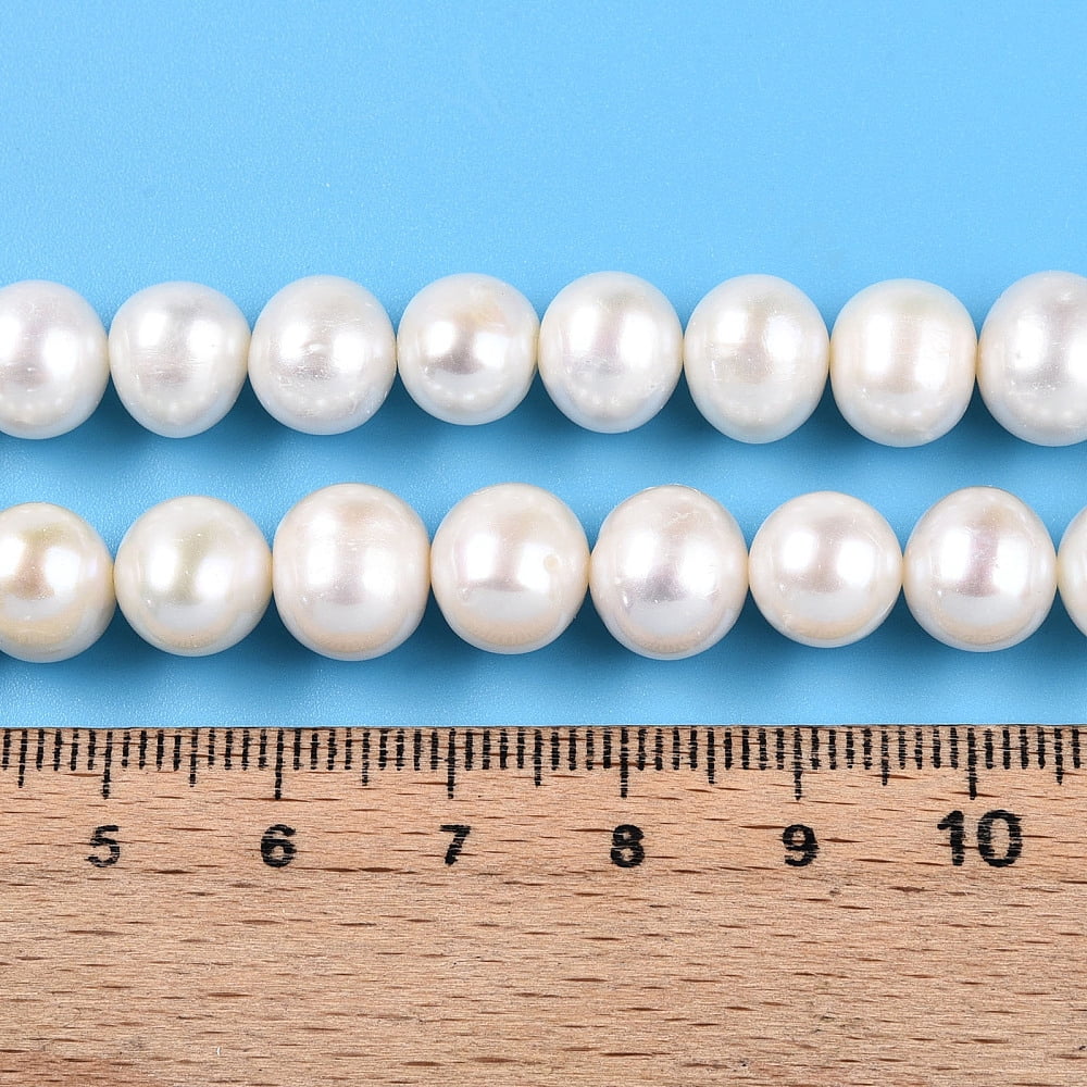 Natural Cultured Freshwater Pearl Beads Strands Round Creamy White 9~10mm Hole: 0.5mm about 46pcs/strand 15.16~15.55''(38.5~39.5cm)