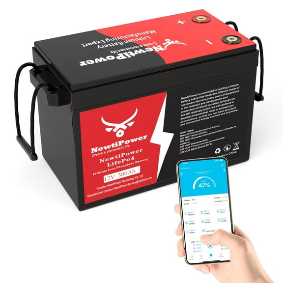 NewtiPower 12V 330Ah Smaller LiFePO4 Lithium Battery With APP & 200A BMS,10000 Cycle for RV and Power Storage