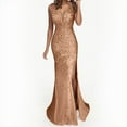 thumbnail image 2 of Sexy Long Gold Party Women Dress Ball Evening Gown Bridesmaid Sequin Prom V-Neck Women Dress Comfy Female Outwear, 2 of 4