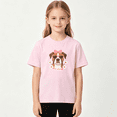 thumbnail image 2 of Dog Heart Sunglasses Girls Graphic Tee, Cute Retro Floral Puppy 100% Cotton Kids Short Sleeve T-Shirt, 2 of 5