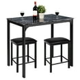thumbnail image 1 of Costway 3 Piece Counter Height Dining Set Faux Marble Table 2 Chairs Kitchen Bar Black, 1 of 10
