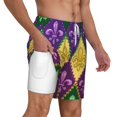 thumbnail image 4 of Xecao Mardi Gras4 for Men's Swimming Trunks Swim Trunks Quick Dry Swim Shorts with Mesh Lining Funny Swimwear Bathing Suits, 4 of 9