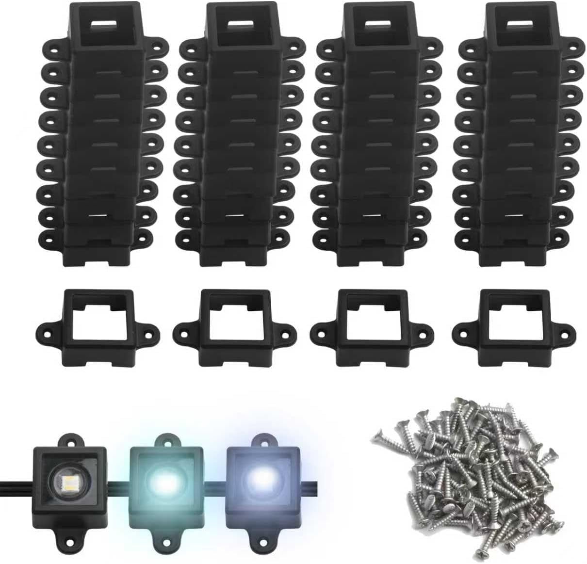 RGHJAR-40 of Black (Square) Set Light Clips for Govee Permanent Outdoor Lights, Compatible with H705 H805 Non-pro Version Outdoor Light Mounting Bracket Clips and 80 Screws