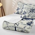 thumbnail image 4 of Erosebridal Nautical Compass Bed Spread Queen for Boys Men, Old Ship Anchor Print Queen Coverlet Set, Navy, 3 Pieces, 4 of 7