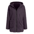 thumbnail image 6 of felwors Women's Sherpa Hooded Jacket - Fuzzy Fleece Zip Up Coat with Pockets, Casual Warm Outerwear for Winter Light Purple, S, 6 of 7