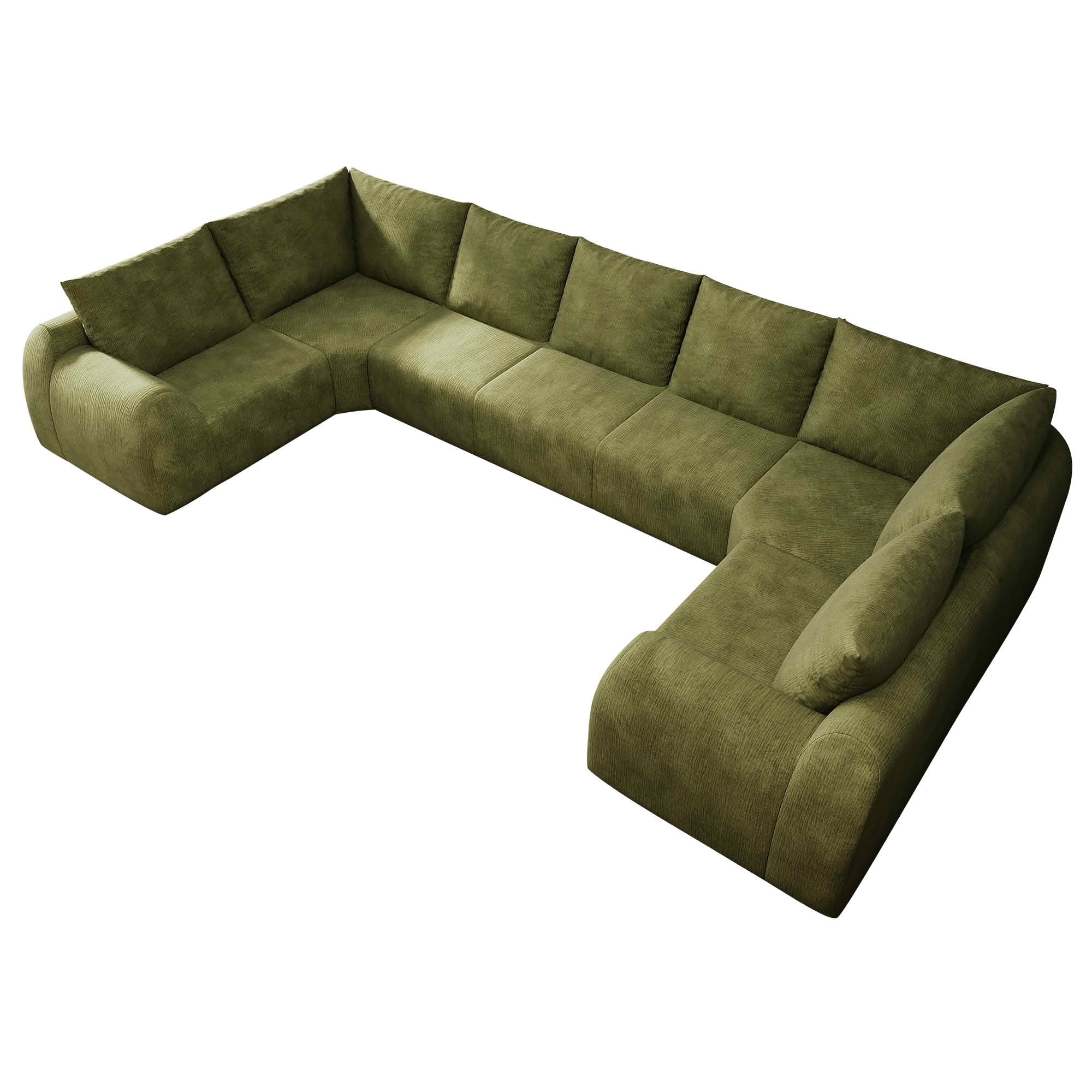 MAYEERTY 161.9" 7 Seats U Shaped Modular Cloud Sectional Sofa, Vacuum Compressed Chenille Couch, No Assembly Required Oversized Fabric Sofa