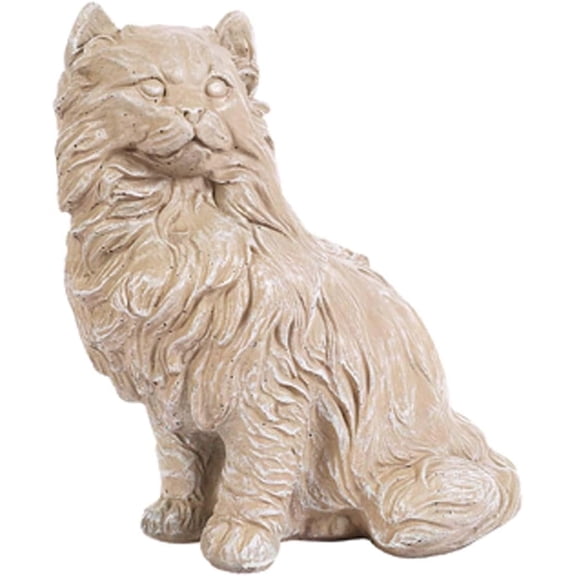 Solid Rock Stoneworks Large Cat Concrete Statue, 22" Tall, Desert Sand Color