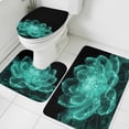 thumbnail image 3 of Teal Black Floral Bath Mat 3 Piece Bathroom Rug Set, Modern Minimalist Ombre Botanical Non Slip Bath Rug Contour Mat and Toilet Lid Cover, Absorbent Shower Mats Soft Bath Rugs and Mats Sets, 3 of 8