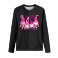 thumbnail image 3 of CLOISE Breast Cancer Shirts Women Long Sleeve Crewneck Shirts Gnomes Ribbon Oversized Breast Cancer Fight Tops Cute Loose Tshirts Cancer Survivor Gifts Outfits Black S, 3 of 4
