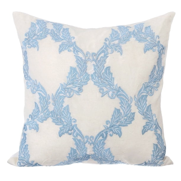 Fundas de almohada, fundas de almohada decorativas de 35 x 35 cm (14 x 14 pulgadas) en azul, fundas de almohada de seda, fundas de almohada hechas a mano, estilo victoriano, toile francés - Riviera