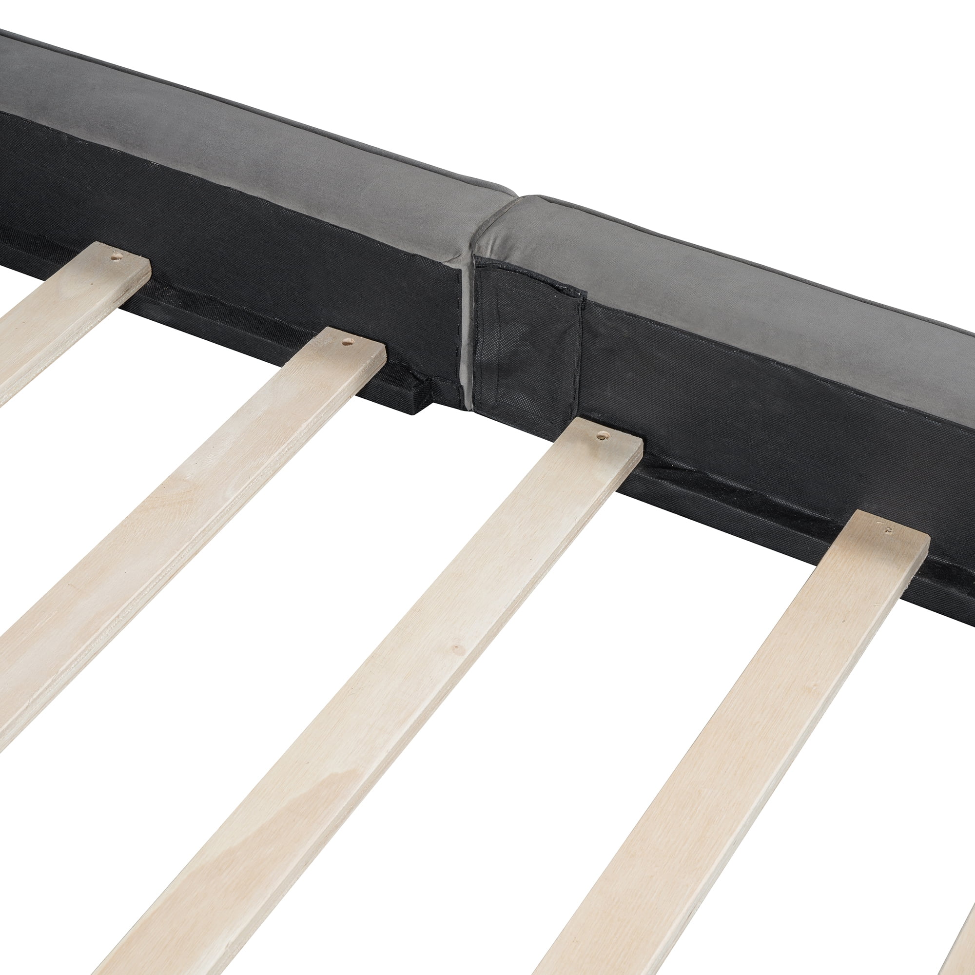 DreamBuck Queen Size Upholstered Platform Bed Frame with Velvet Headboard and Wood Slats Support, Modern Platform Bed for Adults, , Platform Bed for Bedroom, Grounded Bed, No Box Spring Needed