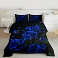 thumbnail image 3 of Manfei Fashion Blue Rose Full Size Comforter Sets for Adult, Flower Floral Bedding Comforter Set, Romantic Anniversary Reversible Bedding Sets, Luxury Bedroom Decor, 3 Pieces, 3 of 9