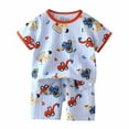 thumbnail image 4 of BOOMNY Toddler Boys Loungewear Outfits Cartoon Graphic Short Sleeve Tshirts Shorts 2 Peice Sleepwear Set Cozy Lightweight Homewear, 4 of 4