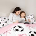 thumbnail image 4 of Erosebridal Cartoon Football Print Girls Twin Comforter Sets,Kawaii Bows Cute Bow-Tie Bedding Set For Kids,Reversible Pink 2pcs, 4 of 7