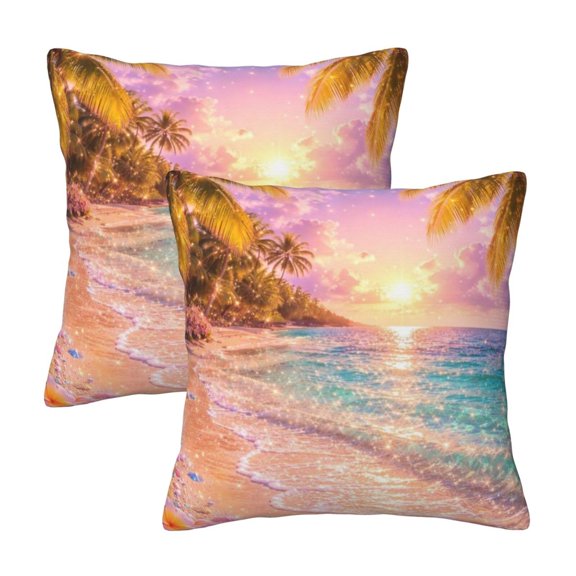 Oahu Diamond Head Hibiscus Tropical Beach Decorative Cushion Covers Pillow Covers 2 Pack