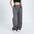 thumbnail image 2 of Women Trendy Baggy Cargo Pants Y2K Low Waist Straight Wide Leg Parachute Pants Multiple Pockets Joggers Streetwear, 2 of 7