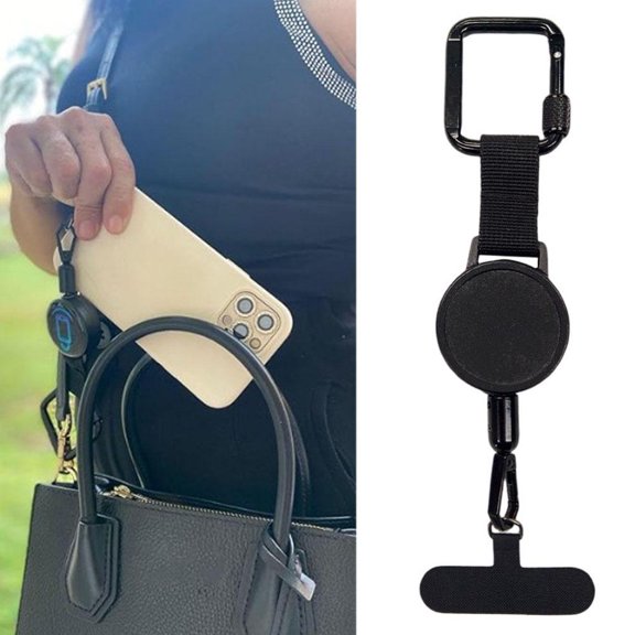 FurNest LQQDREX Anti-Theft Phone Tether, Extendable Key Chain Lanyard Holder, Phone Strap with Retractable Steel Line, Universal Locking Carabiner Phone Crossbody Strap for Travel Esse