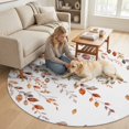 thumbnail image 2 of Small Round Rug 3Ft, Eucalyptus Leaves Fall Non-Slip Washable Circle Rugs Carpet, Thanksgiving Weep Leaf Botanical Indoor Outdoor Rug Floor Mats Throw Runner for Bedroom Living Room Bathroom, 2 of 8