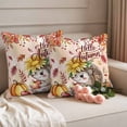 thumbnail image 2 of Fall Hedgehog Outdoor Waterproof Pillow Covers, Thanksgiving Pumpkin Sunflower Leaves Pink Decorative Square Throw Pillowcase Sofa Cushion Sham for Patio/Couch/Chair, 16"x16" 2 Pack, 2 of 8