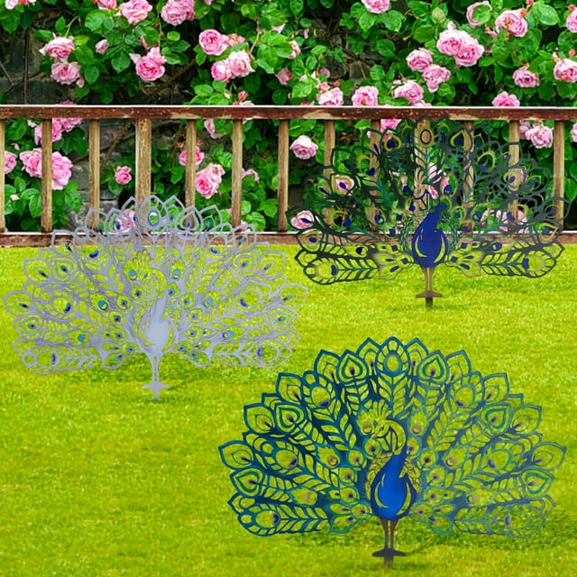¡Descuento del Día!, Pilas de pavo real de metal para jardín, decoración de patio con tallado de pavo real, decoración de patio de metal, decoración de festival Akmoler