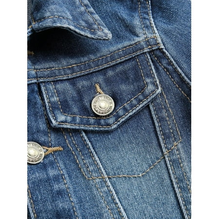 

Plain Collar Jackets Long Sleeve Medium Wash Baby Denim (Baby s)