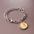 thumbnail image 5 of Ross-Simons Italian Genuine 20-Lira Coin Charm Bracelet in Sterling Silver, Women's, Adult, 5 of 7