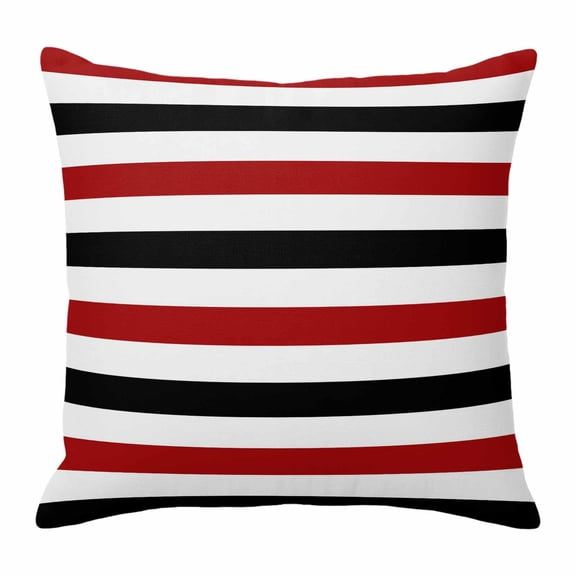 Throw Pillow Covers, Red Black Stripe Decorative Throw Pillow Covers 18x18 Inch, Farmhouse Watercolor Modern Geometric Square Linen Pillow Cases for Couch/Living Room/Sofa