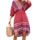 thumbnail image 1 of TRKIYQC Vestido Retro para Mujer, Media Manga Estampado Floral Dobladillo Irregular Cuello en V Casual Club Party Vestido de una Sola Pieza TRKIYQC moda, 1 of 7
